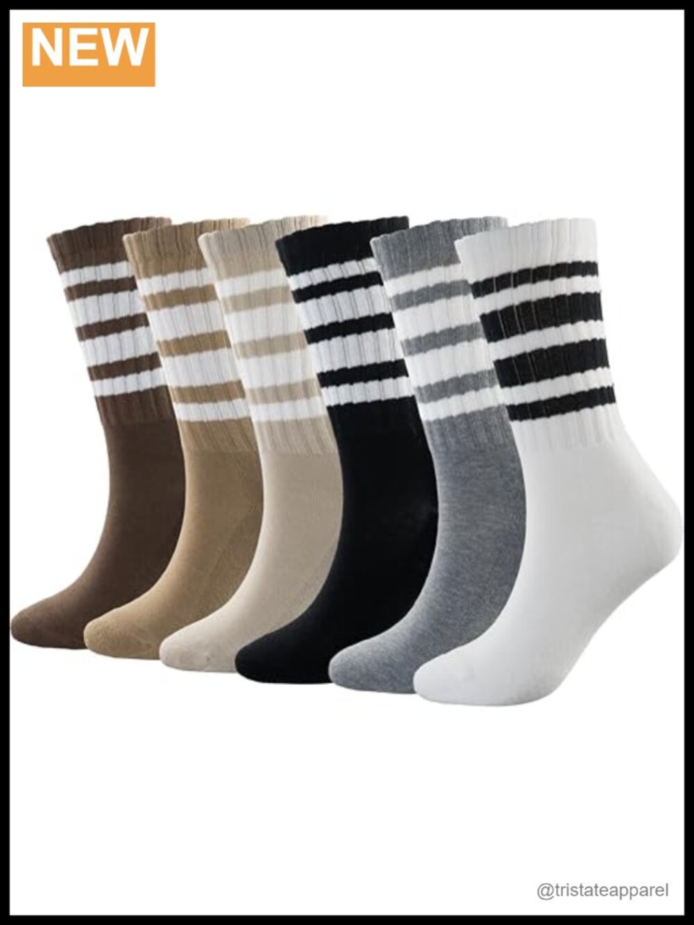Cotton Striped Crew Socks Women Athletic Moisture Wicking Size 5-10
